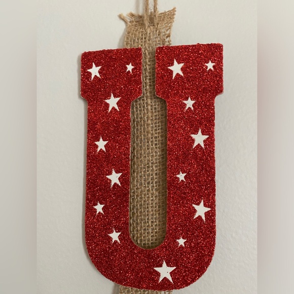 Patriotic Glitter Hanging Wall Decor USA - Picture 2 of 6